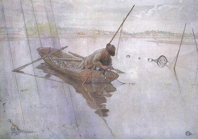 Johan Catching a Fine Pike by Carl Larsson